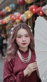 ?Cách tạo ảnh áo dài đỏ gấm đón Tết bằng Gemini AI đẹp và chân thực