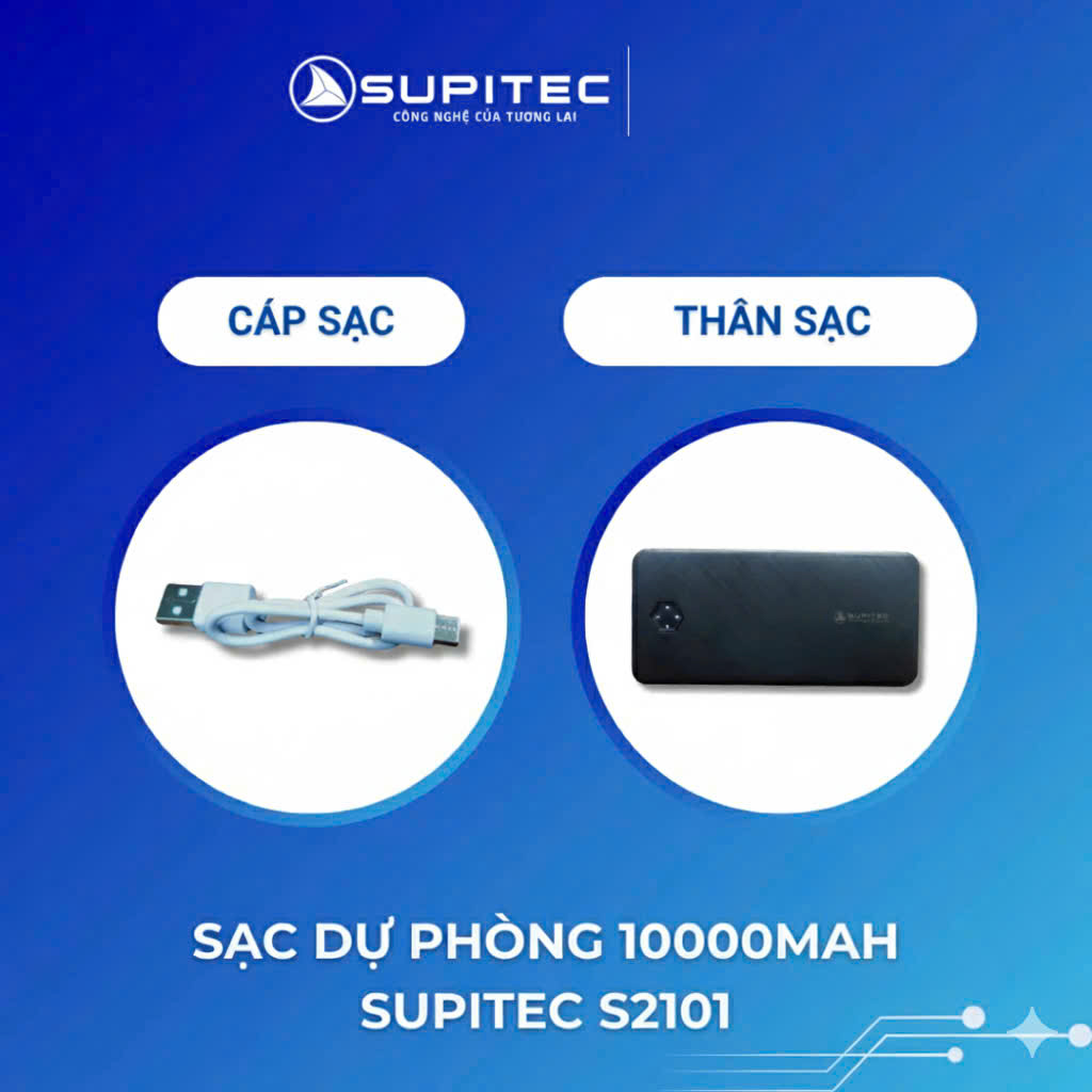 Sạc dự phòng Supitec 10000mAh ( Bảo hành 6 tháng )